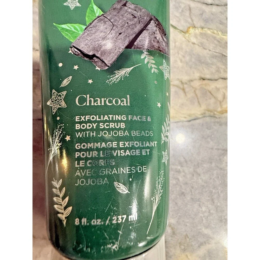 Arbonne Charcoal Exfoliating Face Body Scrub Jojoba Beads 8oz / 237mL New Sealed